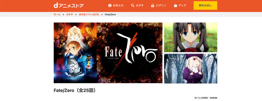5位Fate-Zeroはdアニメ